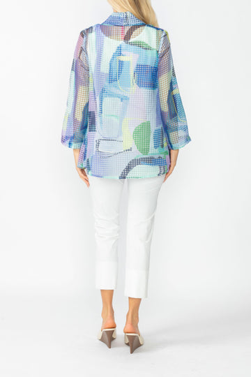 Very Peri Shawl Collar Mesh Jacket